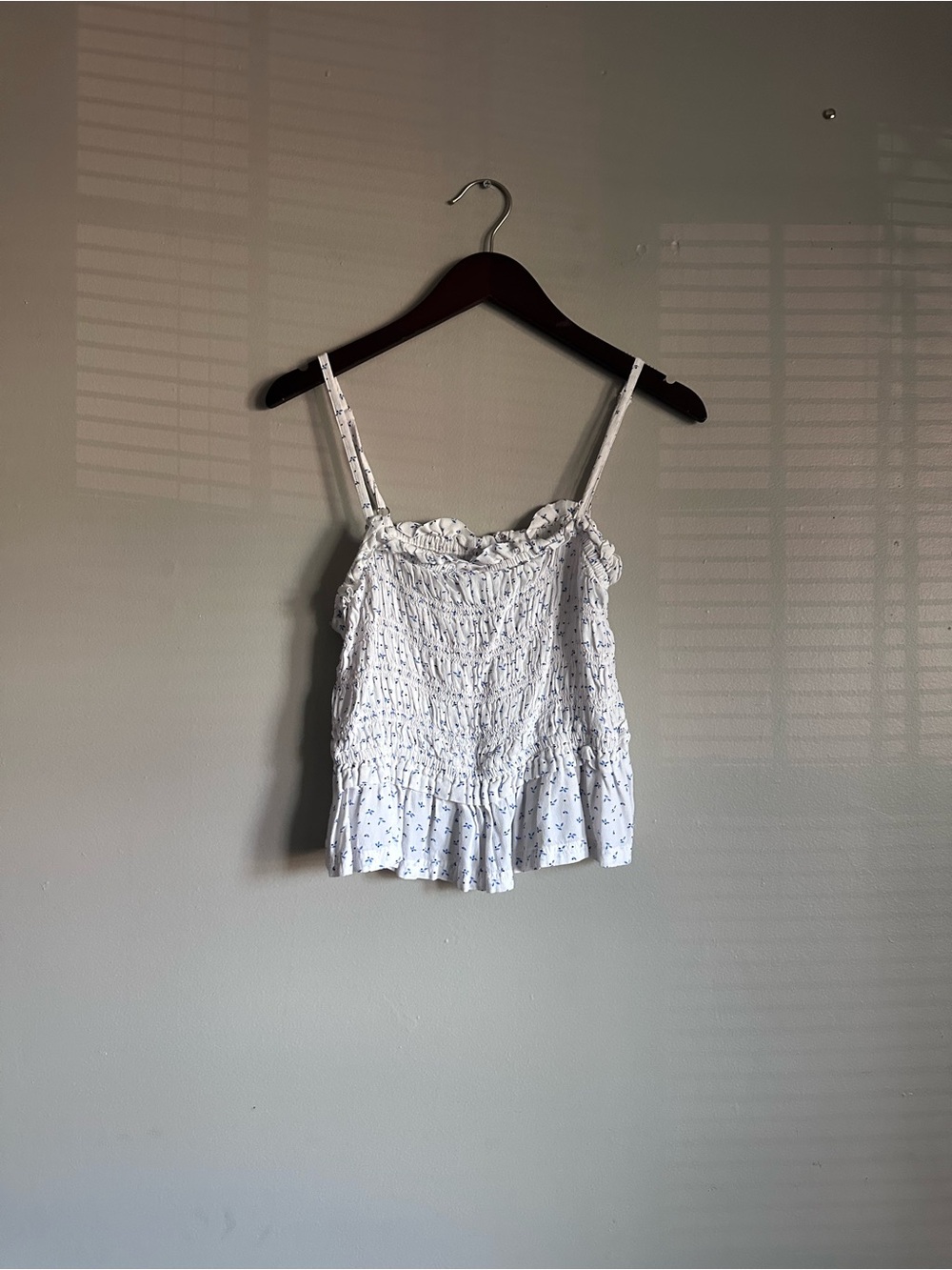 Free Assembly Women's Smocked Top with Peplum Hem Tank Top Size Medium